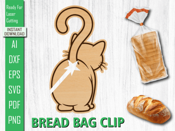 Animal Laser Cut Cat Back Bread Clip SVG