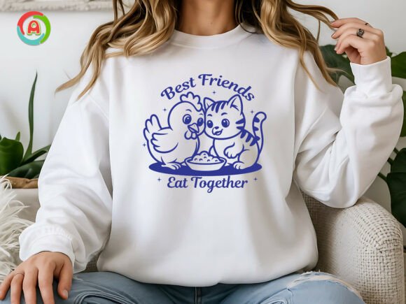 Best Friends Eat Together Cute Chicken