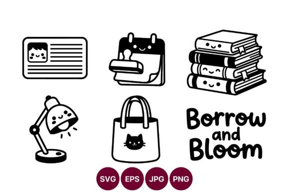 Borrow and Bloom Vector Icons Set