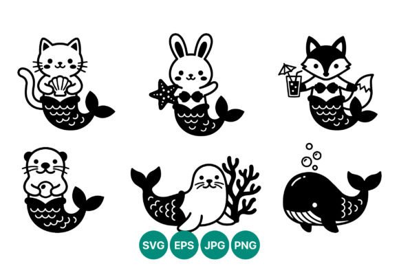 Cartoon Mermaid Animals Collection