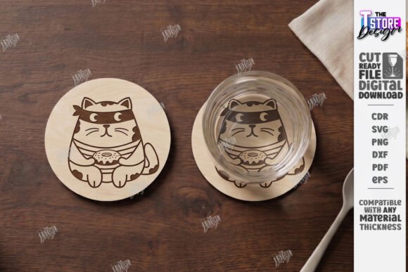 Cat Coaster Laser Cut Funny Kitty SVG