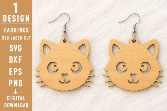 Cat Earrings Laser Cut, Cat SVG