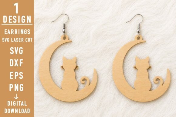 Cat Earrings Laser Cut SVG