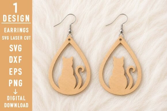 Cat Earrings SVG Laser Cut