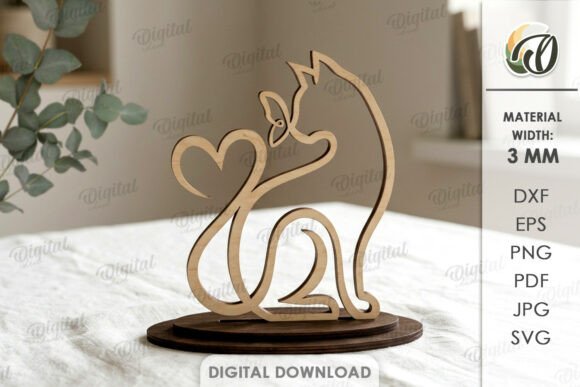 Cat Line Art Stand Laser Cut