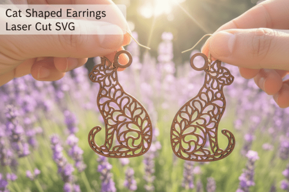 Cat Shaped Earrings Laser Cut SVG