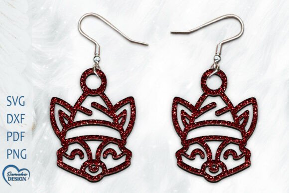 Christmas Cat Earrings Laser Cut