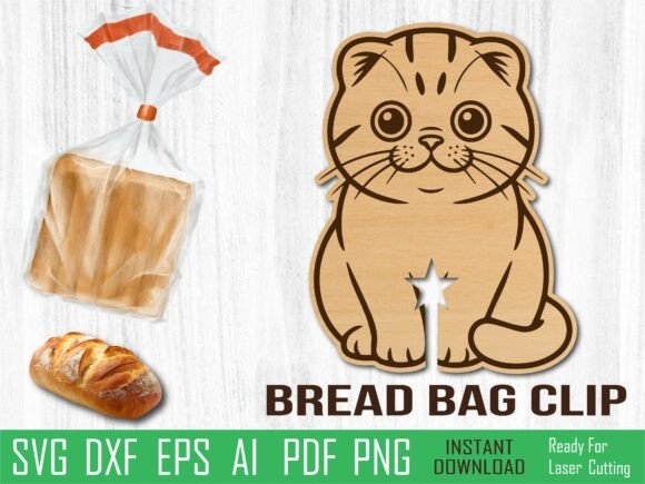 Chubby Cat Bread Clip, Pig Laser Cut SVG