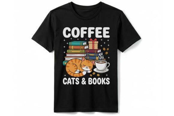 Coffee Cats and Books T-Shirt