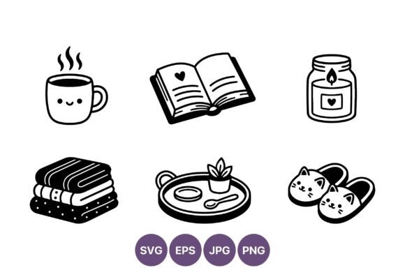 Cozy Black and White Lifestyle Icons