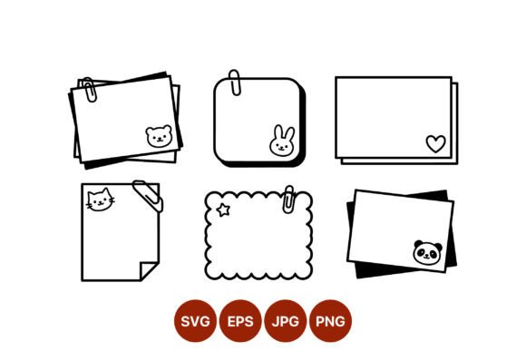 Cute Animal Memo Notes Vector