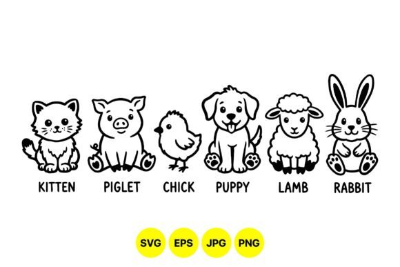 Cute Baby Farm Animal Clipart