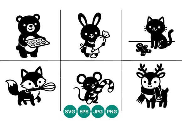 Cute Black and White Animals Baking