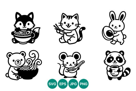Cute Black and White Animals Eating Food