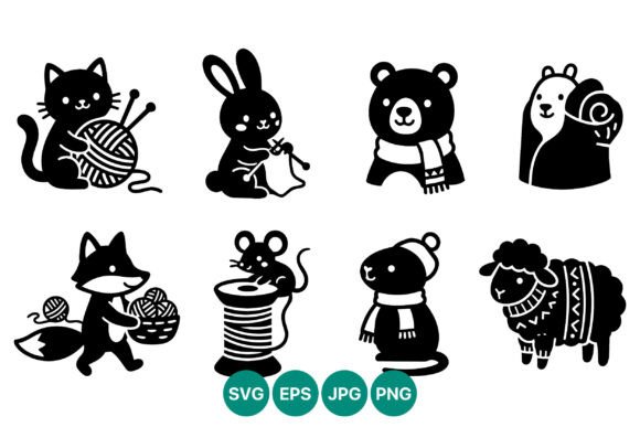 Cute Black and White Knitting Animals