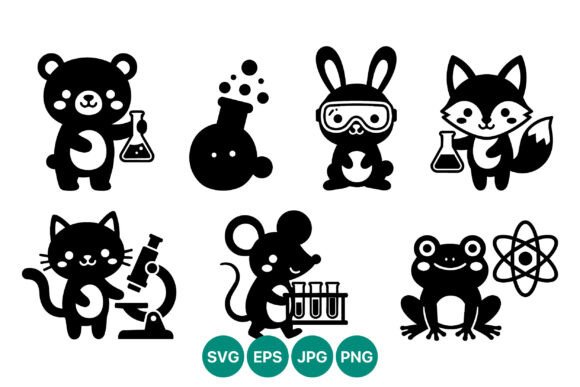 Cute Black White Animal Scientist Vector