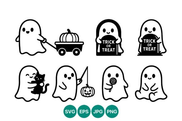 Cute Halloween Ghost Vector Icons