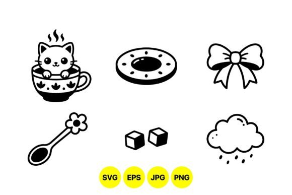 Cute Kawaii Tea Icon Set