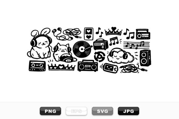Cute Music Doodle Clipart Set