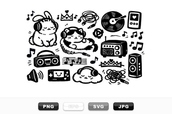 Cute Music Doodles Clipart Set
