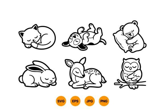 Cute Sleeping Animal Clipart
