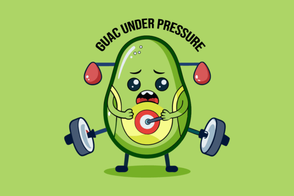 Funny Avocado Lifting Weights Cartoon