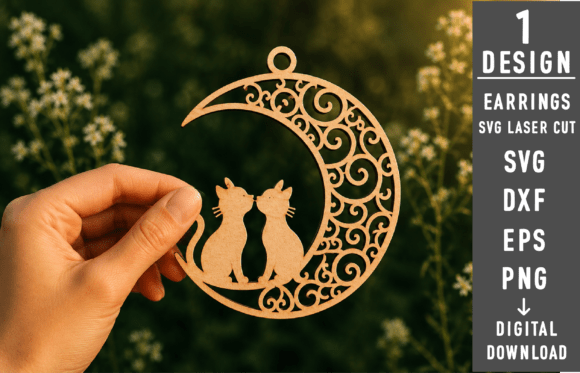 Halloween Cat Earrings Laser Cut SVG