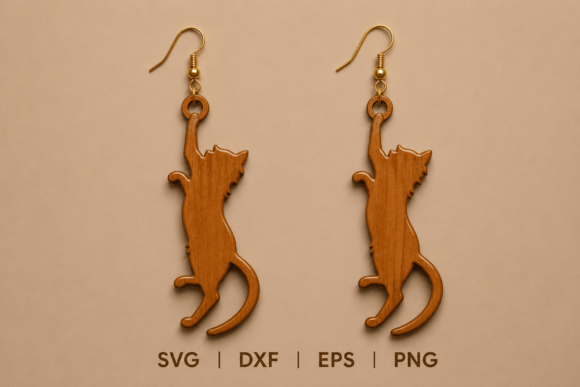Hanging Cat Earrings SVG