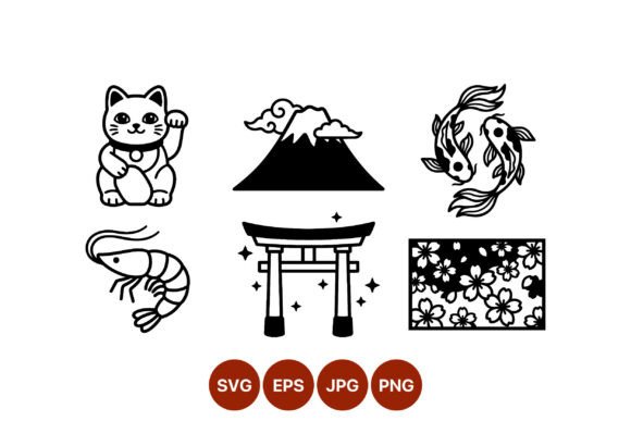 Maneki Neko Black White Vector Art