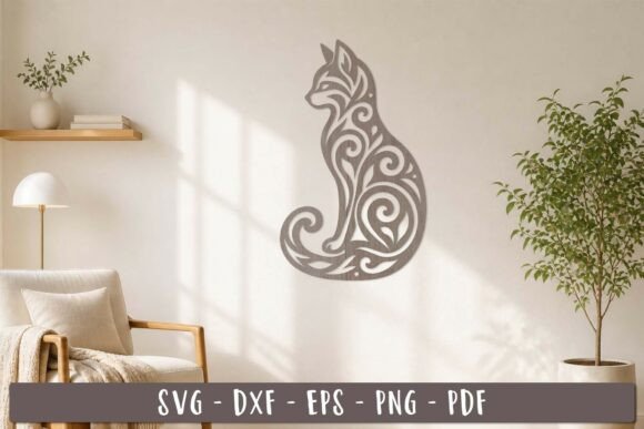 Ornate Cat Wall Decor SVG Laser Cut