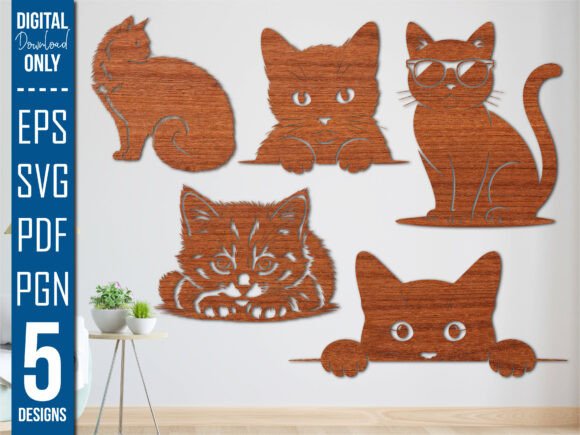 Peeking Cat Silhouette Laser Cut SVG