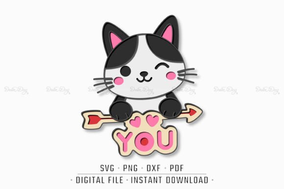 Peeking Cat SVG, Multilayer Laser Cut