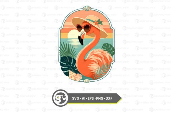 Retro Flamingo Beach Summer PNG Design