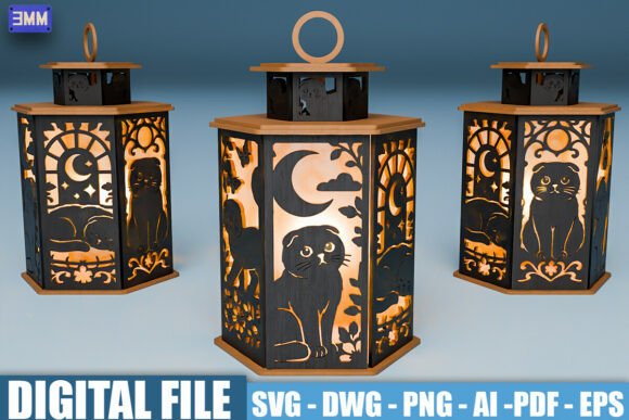 Scottish Fold Cat Lantern SVG