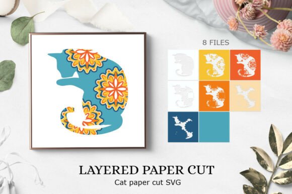 Shadow Box SVG Cat Layer SVG File