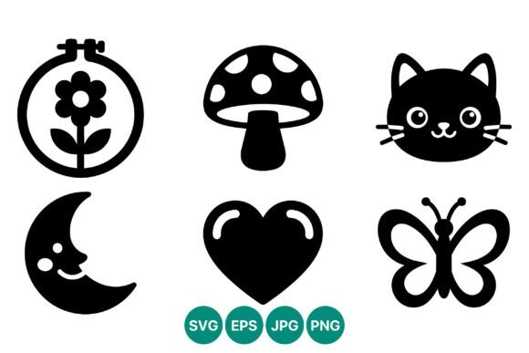 Simple Black White Cute Icons Vector