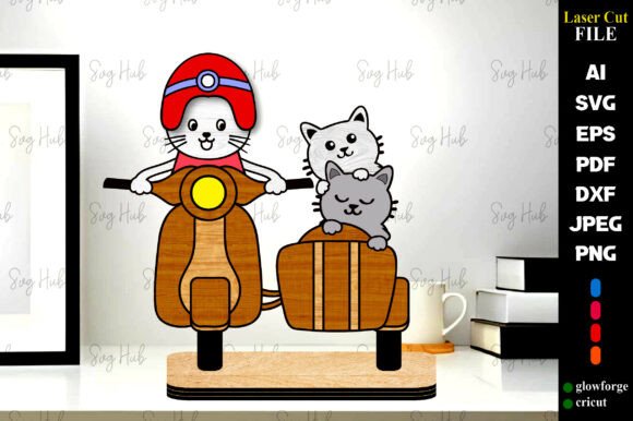 Summer Cat Scooter Adventure Stand