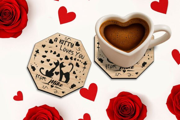 SVG Octagon Cat Love You Valentine Gift
