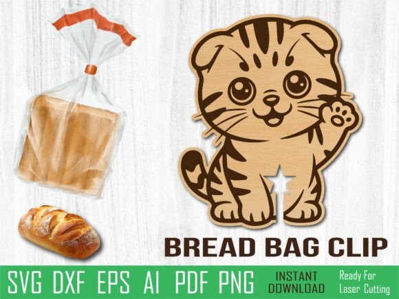 Waving Cat Bread Clip, Pig Laser Cut SVG